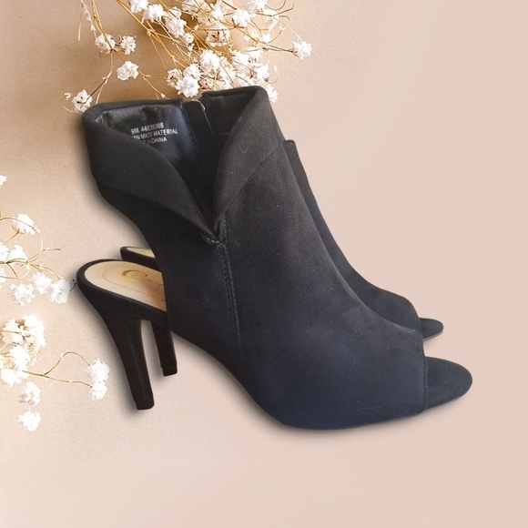 BLACK Open Toe Heels - Picture 1 of 10